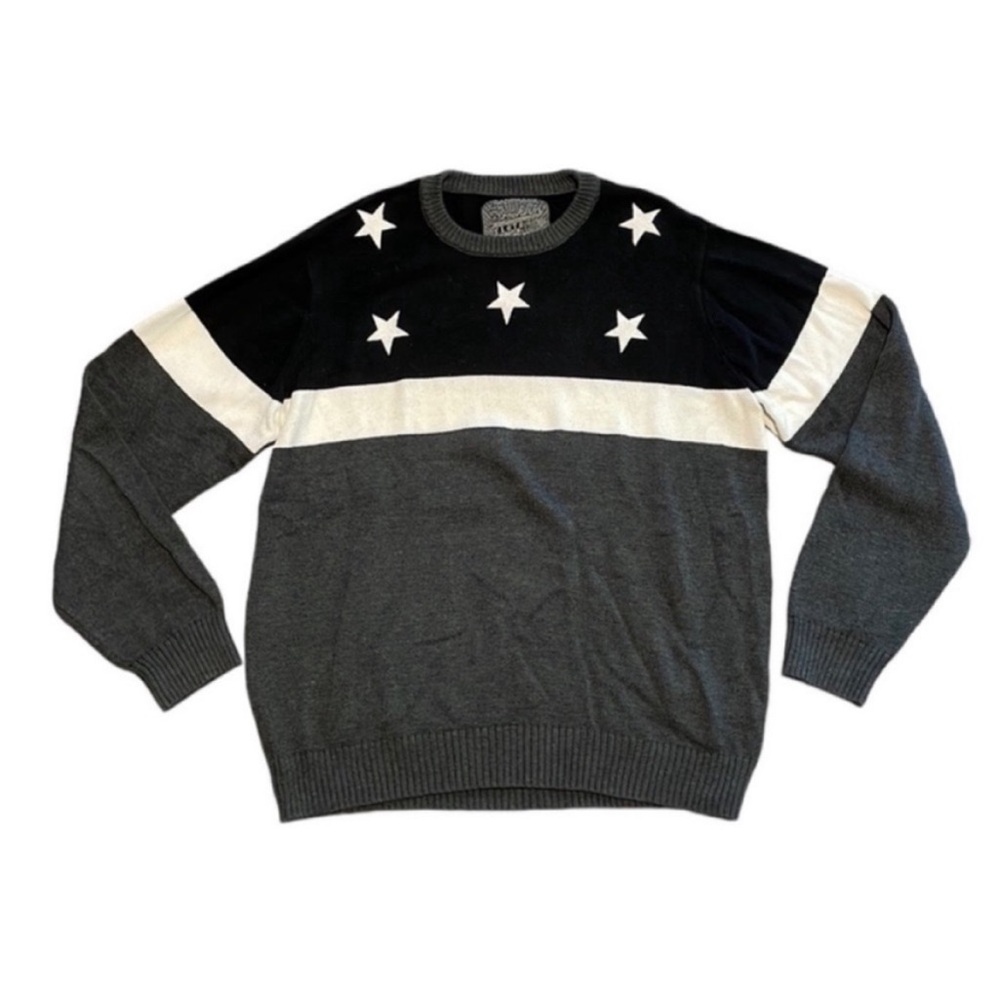 Brooklyn Cloth Men's Knit Black, White & Grey Star Crewneck Sweater